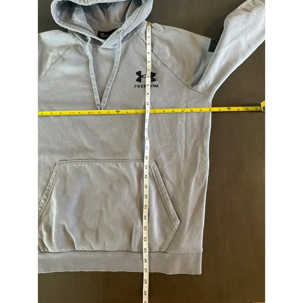 Under Armour Sweatshirt Size Mens Large Gray Freedom Flag Hoodie - Picture 4 of 7